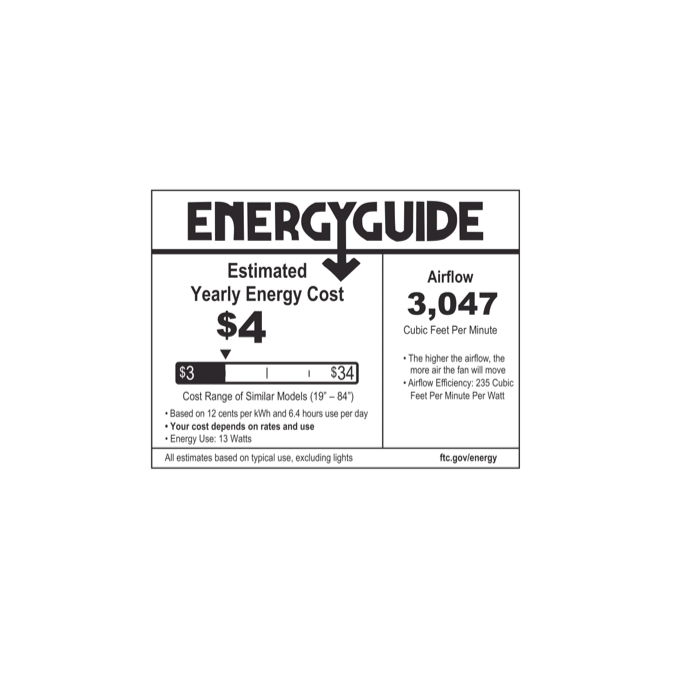 52” CLEANLIFE® 24VDC Integrated LED Ceiling Fan, Square Blades, 5-Blade, 3000K
