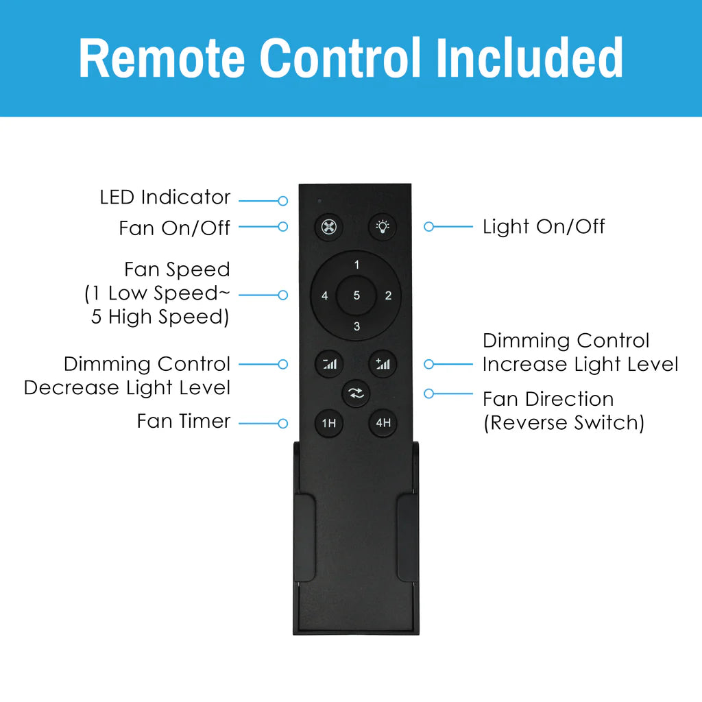 50” CLEANLIFE® 24VDC Integrated LED Ceiling Fan, Curved Blades, 3-Blade, 3000K