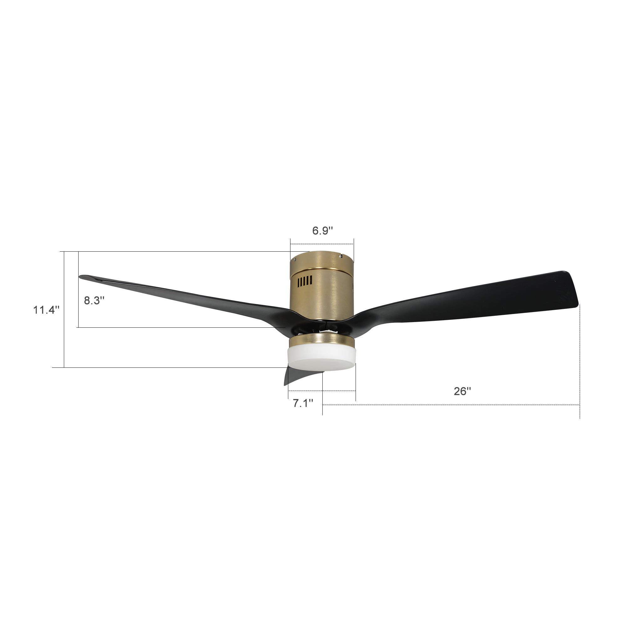 CARRO® SPEZIA 24VDC 3-Blade Smart Ceiling Fan with LED Light Kit & Remote – Brushed Gold / Matte Black *Free Shipping*