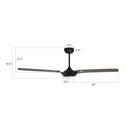 CARRO® HOFFEN 24VDC 3-Blade Smart Ceiling Fan with LED Light Kit & Remote – Matte Black  / Dark Walnut *Free Shipping*