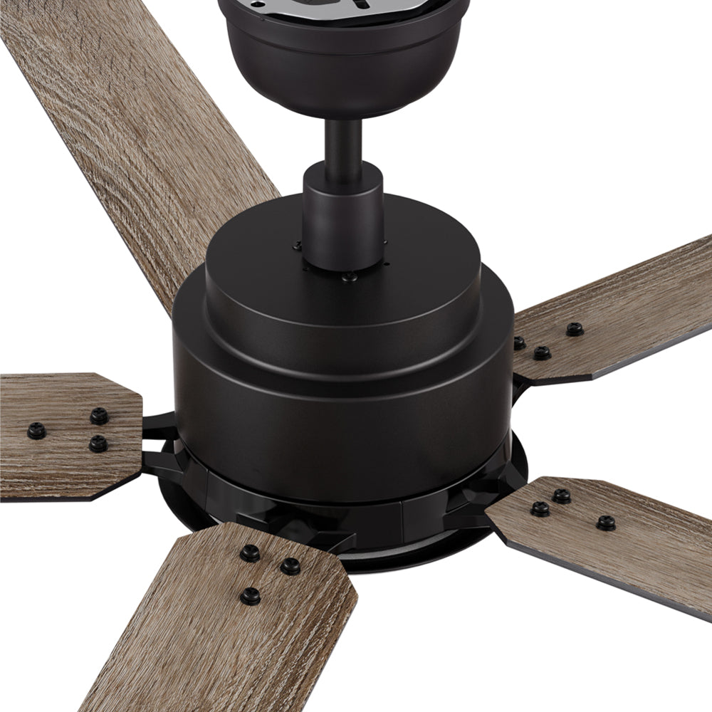 CARRO® ESPEAR 48VDC 5-Blade Smart Ceiling Fan with LED Light Kit & Remote – Matte Black/Weathered Walnut